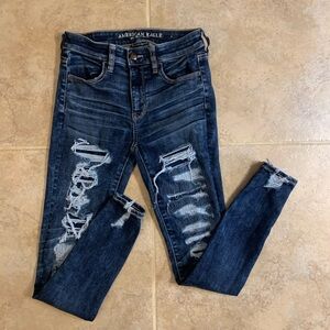 Womens American Eagle High Rise Denim Jeans SZ 4